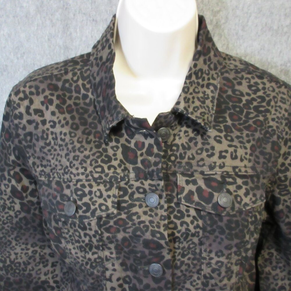 Nine West Leopard Print Denim Jacket Medium